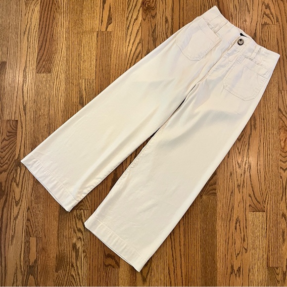 Colette Linen Blend Crop Wide-Leg Pants by Maeve Size 24 Chalk White - Picture 3 of 16